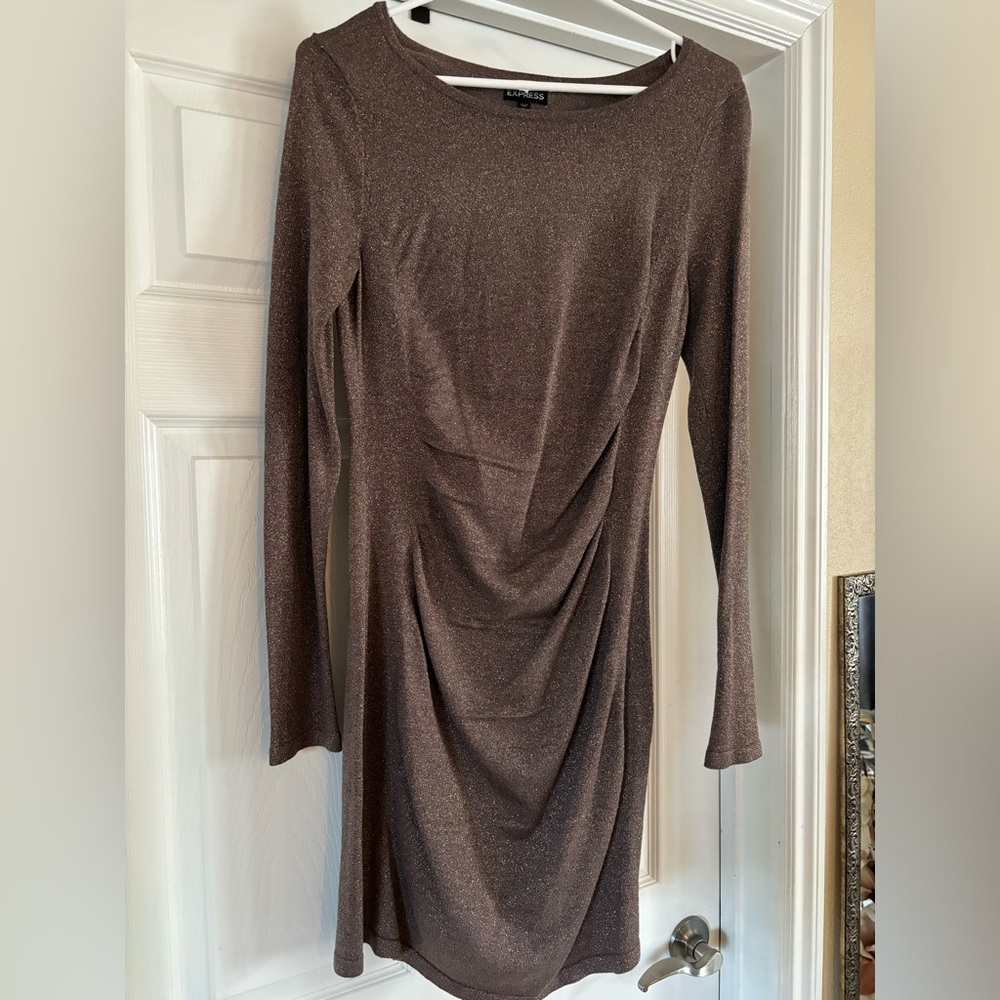 Express Brown Dress with gold sparkle